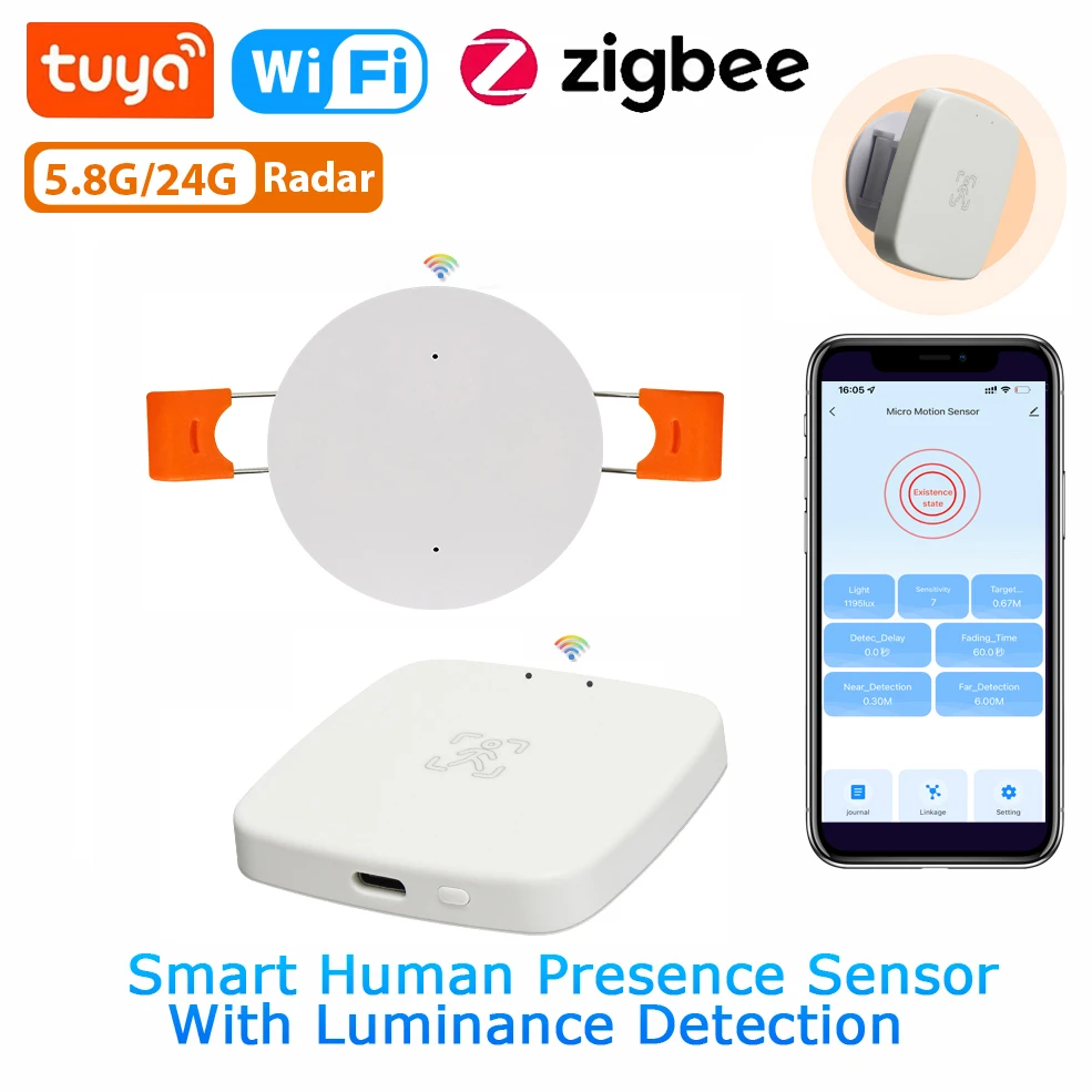 Saldi Sensore umano radar mmwave Tuya Zigbee 3.0,rilevatore di presenza intelligente,sensore di
