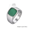 Bague élégante en pierre naturelle carrée pour homme, bague signet en acier inoxydable étanche, cadeau d'anniversaire pour lui, papa