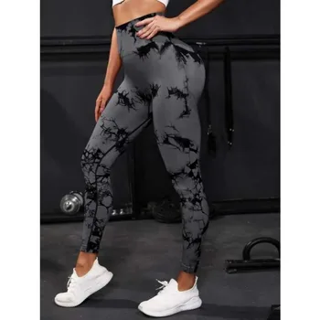 Leggings a vita alta senza cuciture Leggings Tie Dye da donna Fitness sport Running pantaloni da Yoga collant elastici per maglieria con sollevamento dell'anca 1