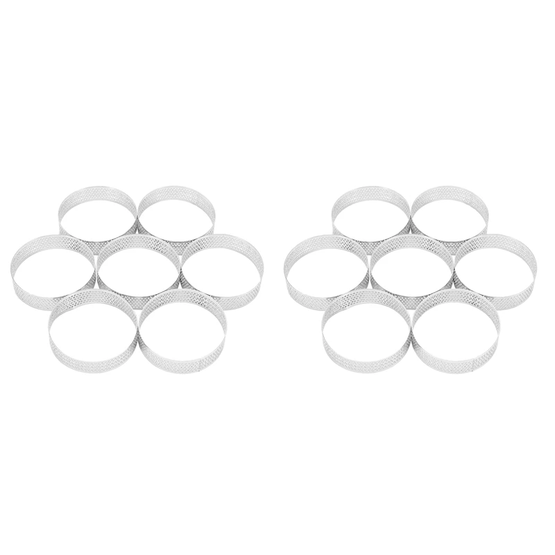 

10 Pcs Circular Porous Tart Ring Bottom Tower Pie Cake Mould Baking Tools Heat-Resistant Perforated Mousse Ring, 8Cm