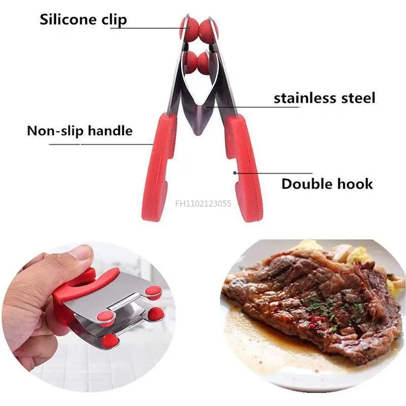 Pot Spoon Holder Pot Clip Holder Anti Scald Silicone Grip for Spoon Spatula Fork Cooking Utensils Spoon Rest Kitchen Accessories