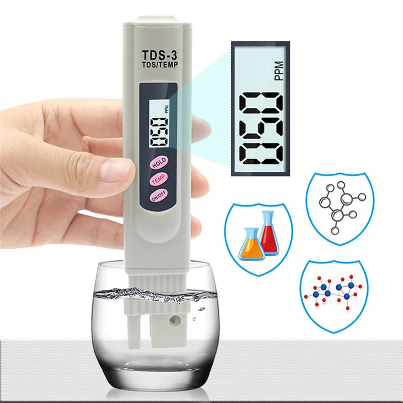 Water Quality Tester Handheld TDS Digital Water Tester Water Test Pen Quality Analysis Meter Purity Check 0-9999 ppm Measurement