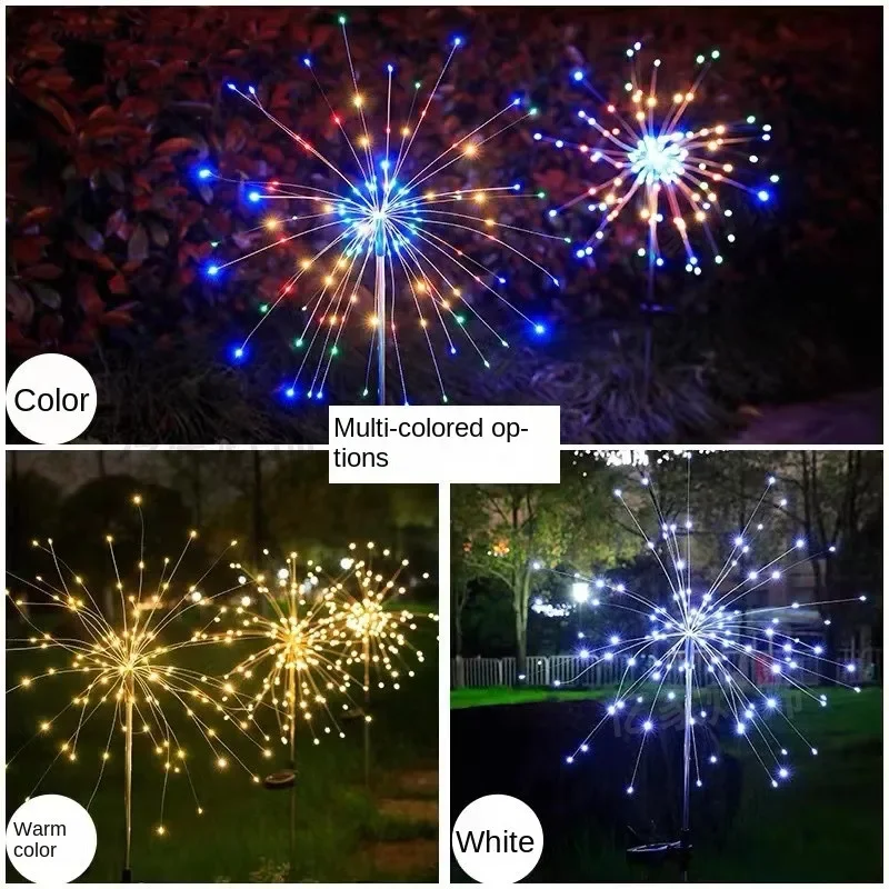 2025 New LED Solar Firework Lights Waterproof Garden Fairy Lights Outdoor Dandelion Lawn Lamp for Patio Decor