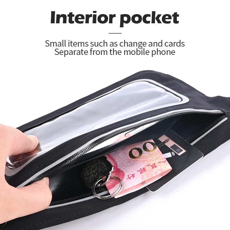 Ultra-thin Waterproof Running Bag Touch Screen Men Women Sports Fitness Waist Bag Zipper GYM Large Capacity Waist Pack Pouch