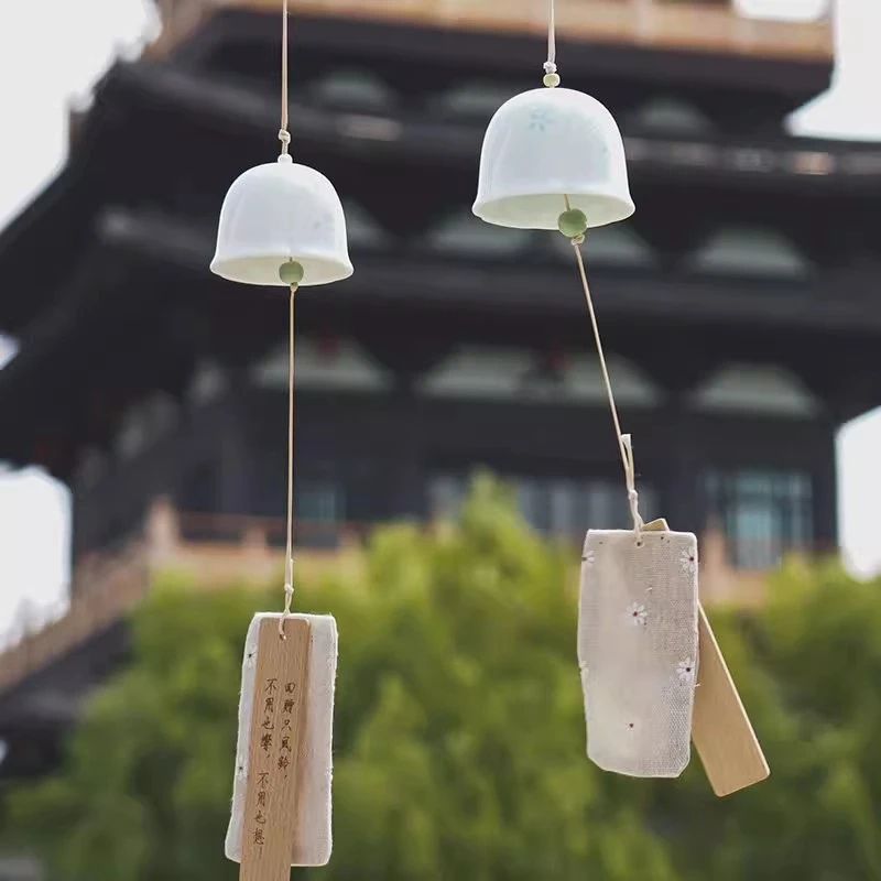 세라믹 일본 바람 차임 세라믹 풍경 벨 야외 바람 종소리 홈 정원 장식 창 매달려 펜던트 장식 바람 벨
