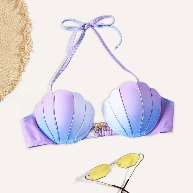 Women Sexy Mermaid Swimwear Gradient Purple Shell Beach Wear