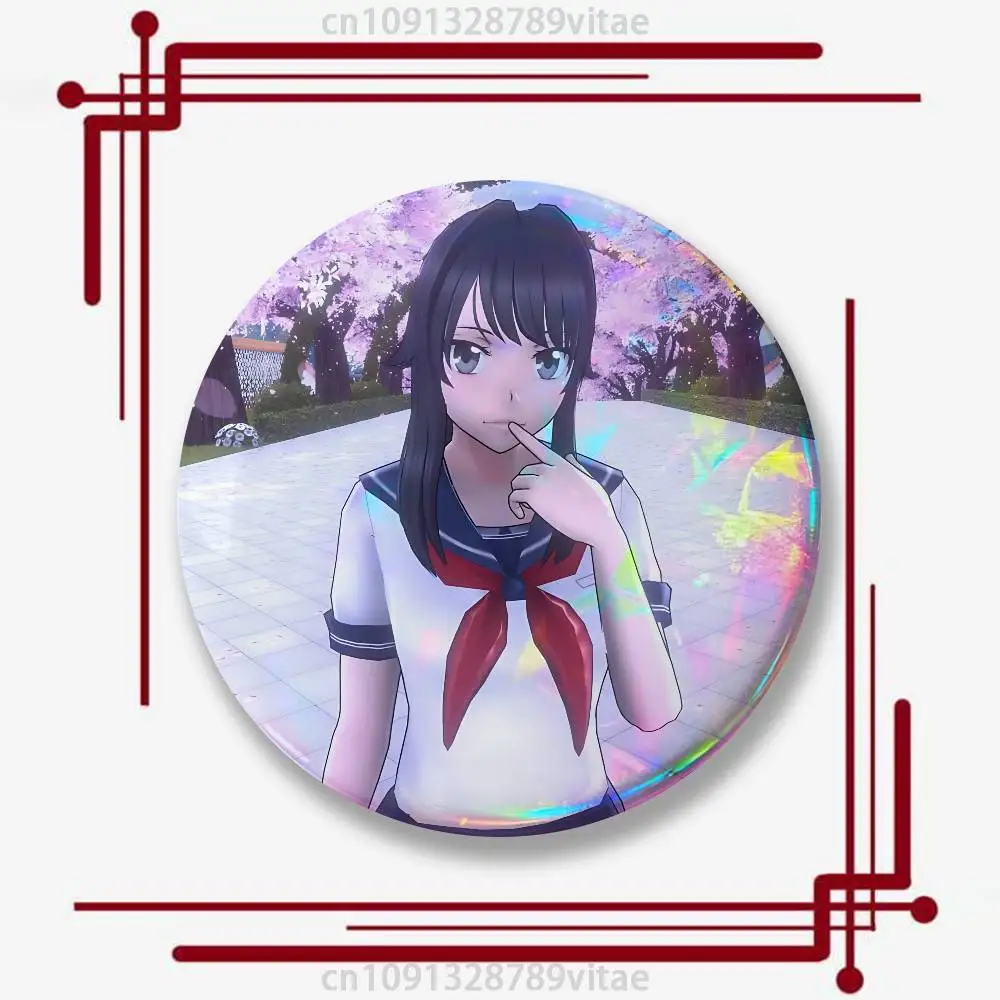 Yandere S-Simulator Ayano Aishi Custom 32/44/58mm handgefertigte Anstecknadeln, runde Brosche, Abzeichen, Rucksäcke, Kleidung, Schmuck, Geschenke – Detail 17
