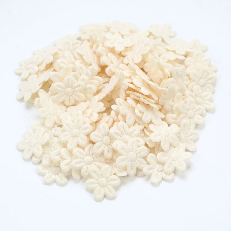 Artificial Flower 100pcs Five-petal Wedding Flower Embossing DIY Sewing Craft Children's Hair Accessories Jewelry Cloth Stickers Festival Decor