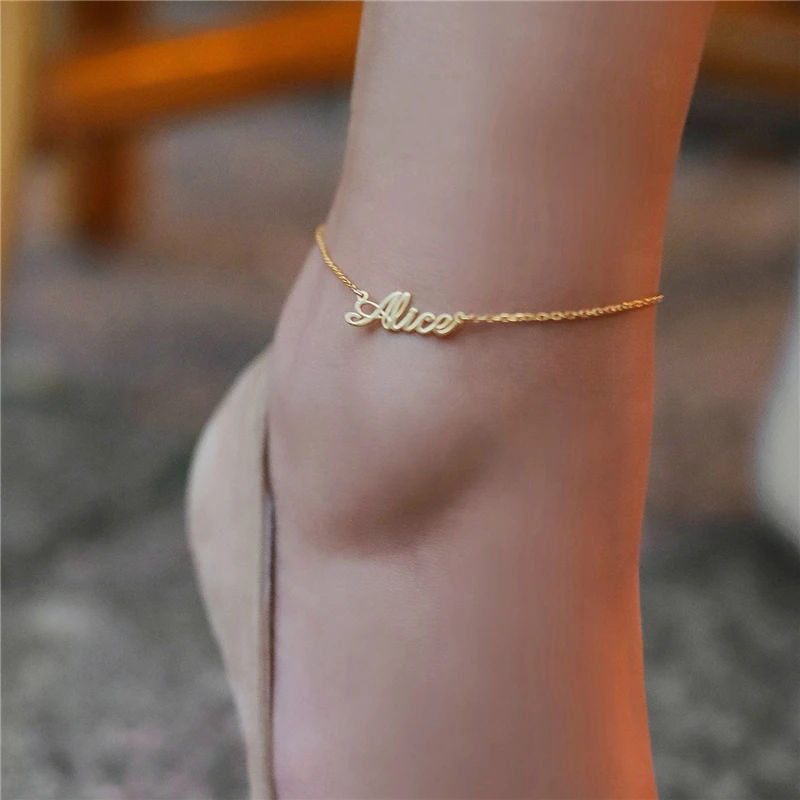 Charm Customed Name Anklet Bracelet Foot Handmade Letter Alphabet