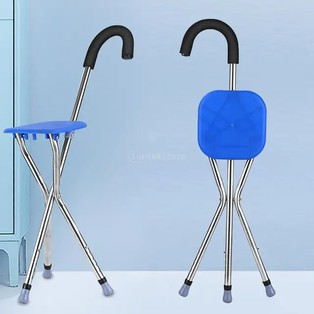 Walking Cane Seat Foldable Lightweight Outdoor Rest Stool Foldable Chair 100kg Capacity for Men Elderly Disabled Grandpa Grandma - Image 4