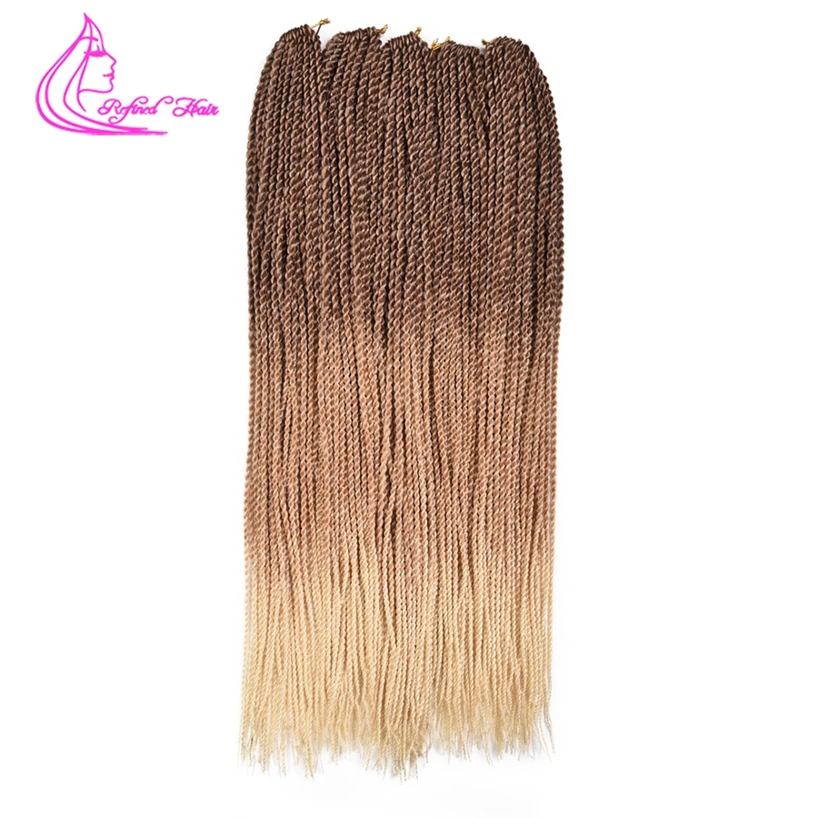 Senegalese Twist Hair Senegalese Twist Braids Ombre Synthetic Hand made Crochet Twist Braids Pre-twisted Ombre Braiding Hair Extensions 24inch