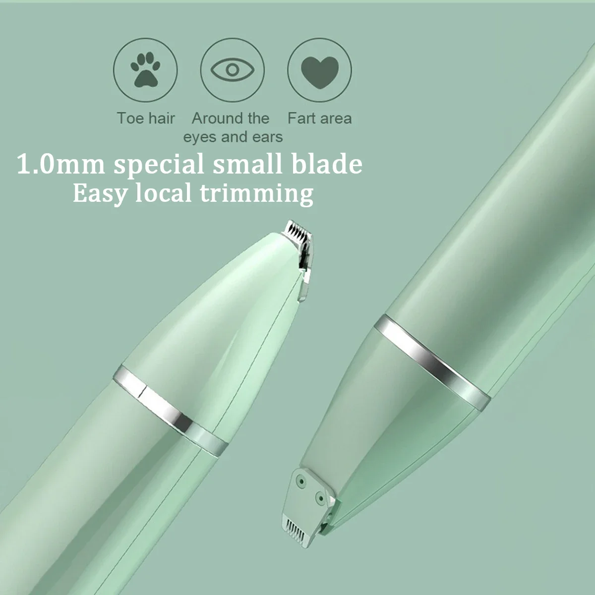 Rechargeable Pet Hair Clipper 4 Blades for Full-Body Grooming Nail Grinding & Paw Hair Trimming