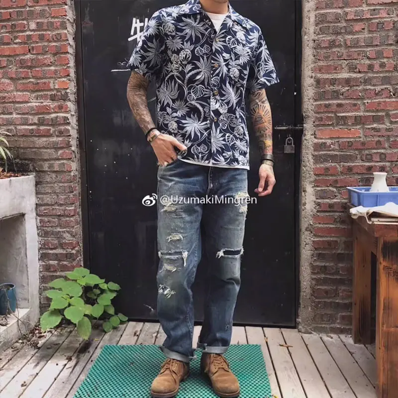 

VISVIMWMV 19SS JOURNEYMANTACKED Japanese casual trend destroying cow king denim