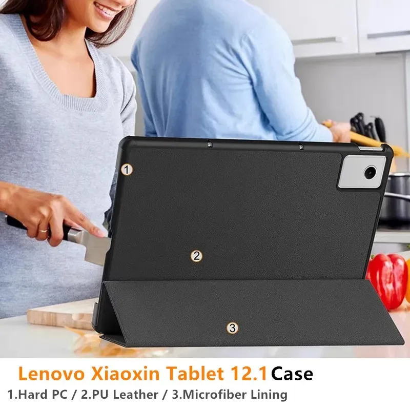 Premium Leather Triple Fold Magnetic Cover with Auto Sleep