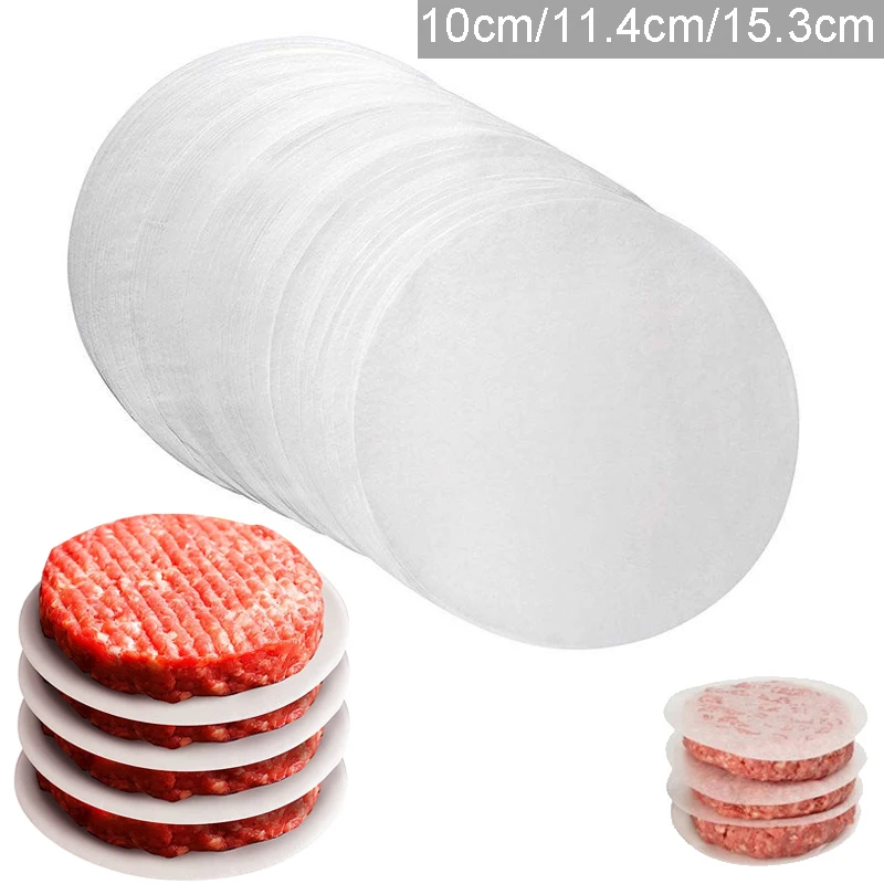100Pc 10/11.4/15.3cm Hamburger Patty Paper Wax Papers to Separate Frozen Pressed Patties 100