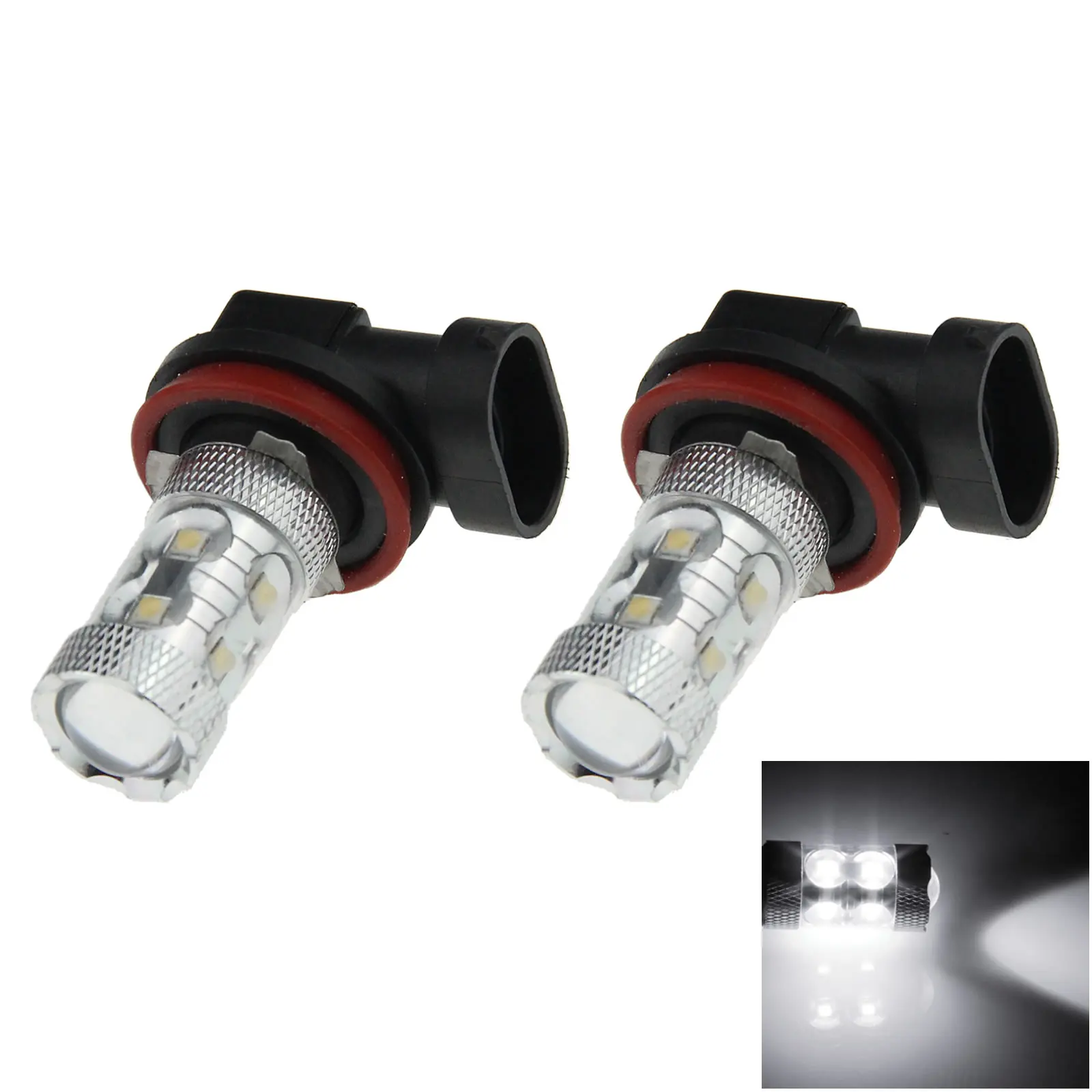 

2X белая автомобильная лампа H11, противотуманная лампа, 12 излучателей