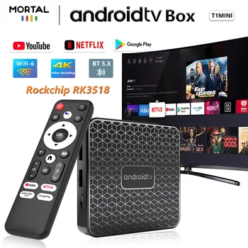 Mortal T1 MINI WIFI6 Voice Control Smart TV Box Android14 RK3518 Home Theater 2G8G16G Bluetooth 4K Free Live TV Set Top Box