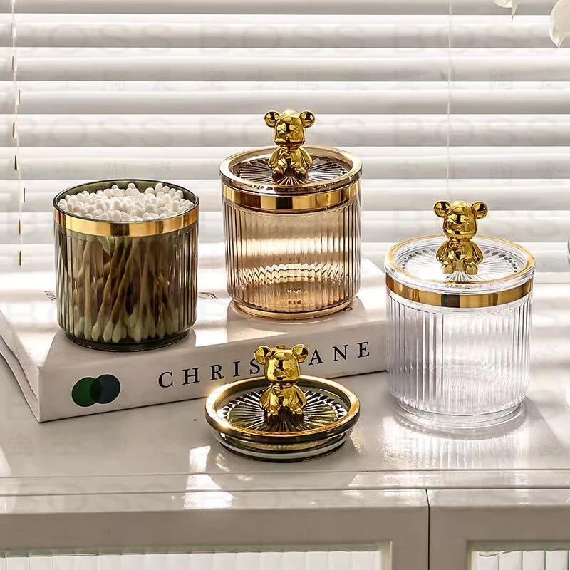 Cute Bear Cotton Pad Holder Cotton Swab Rod Storage Box Cosmetics