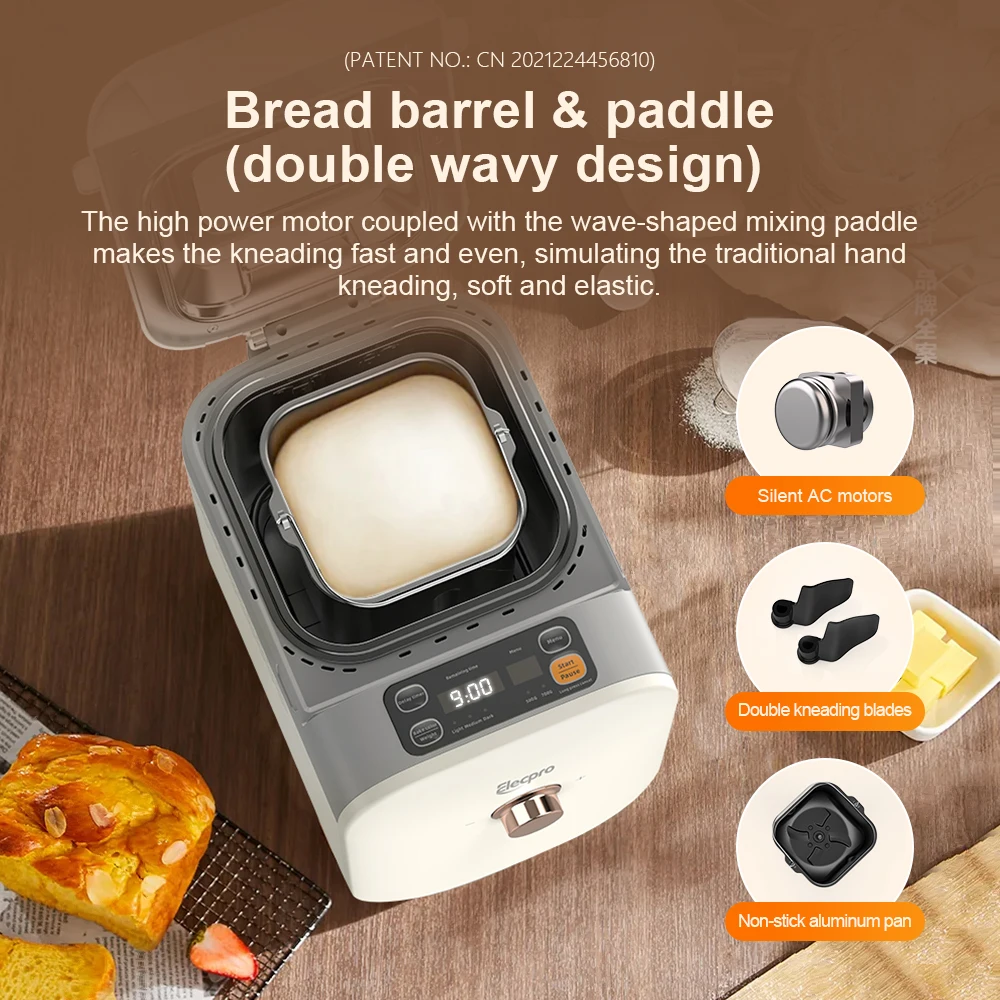 CB ETL 1.5Lb 750g Smart Automatic Home Bread Maker Machine 20 1 Multifunctional Plastic Electric for Households for rs