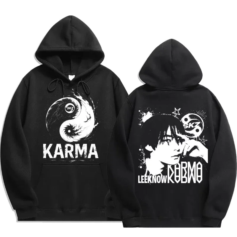 KPOPs viertes Album KARMA bedruckter Herren-Hoodie FELIX HAN BANGCHAN CHANGBIN HYUNJIN LEE modischer Hoodie