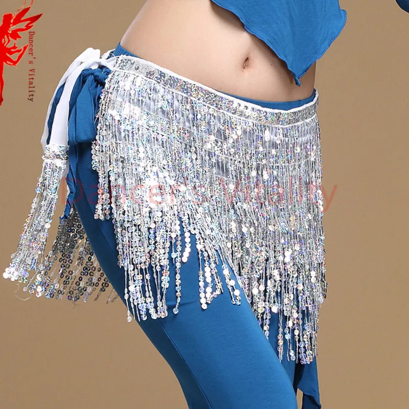 

12 colors belly dance accessories women belly dance hip scarf tassel sequins belt girls belly dance belt