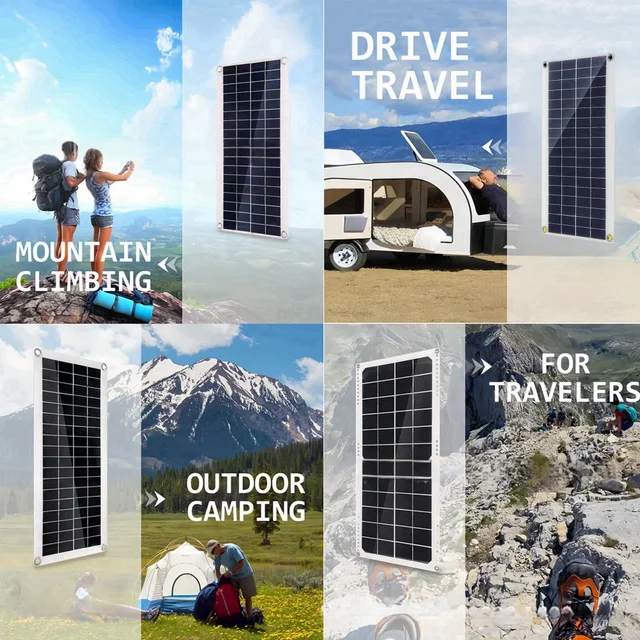 1000W Solar Panel 12V Solar Cell 100A Controller Solar Plate Kit For Phone RV Car Caravan Home Camping Outdoor Battery 6