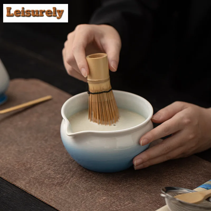 Gradient Ramp Matcha Large Set Of Tea Whisks Standing Bowls Filter Spoons Tea Ceremony Porcelain Tea Set Supplies Collection