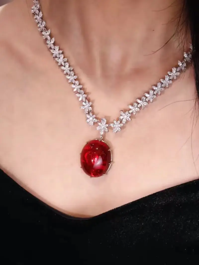 ZOCA Scarіblo Real 925 Sterling Silver Original Certified Necklaces for Women Necklace with Pendant 585 Gold Luxury Genuine Ruby 6