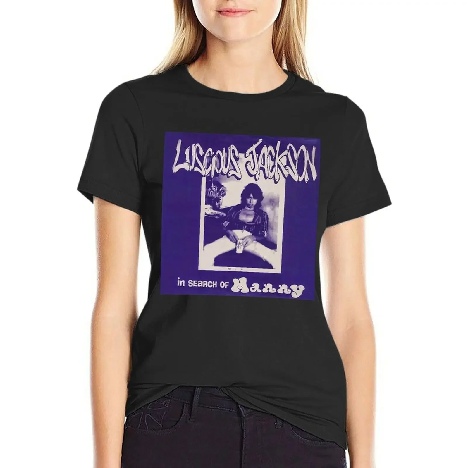 Luscious Jackson original In Search of Manny Album Cover T-shirt Aesthetic clothing Short sleeve tee spring clothes Women 2024