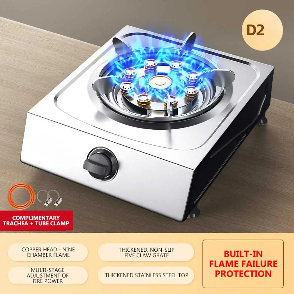Household stainless steel flash stove for energy-saving and flameout protection Natural gas liquefied gas single stove
