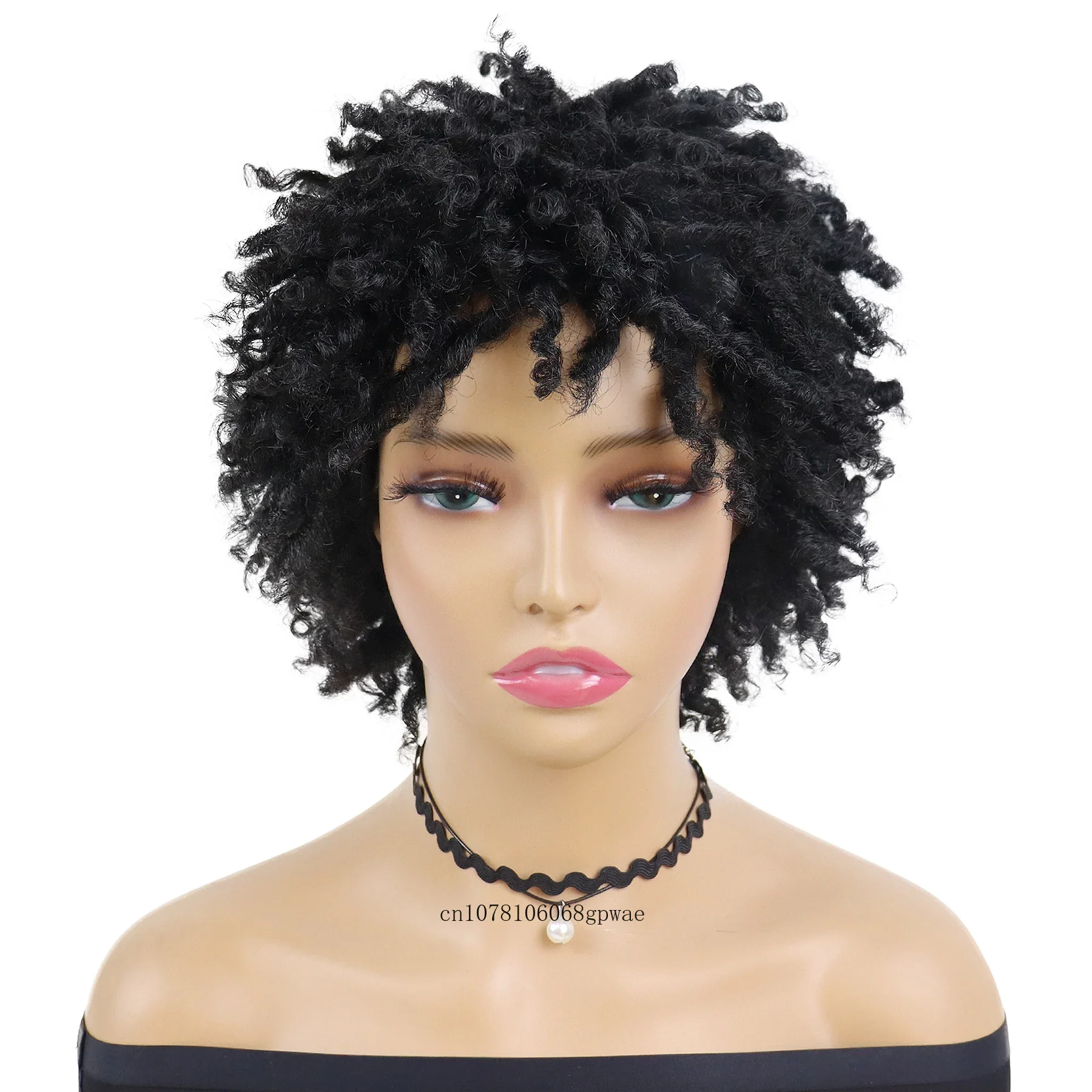 Short Black Braided Synthetic Wig for Women Dreadlocks Wigs Locs Crochet Twist Hair Afro Curly Wig Lady Daily Party Halloween