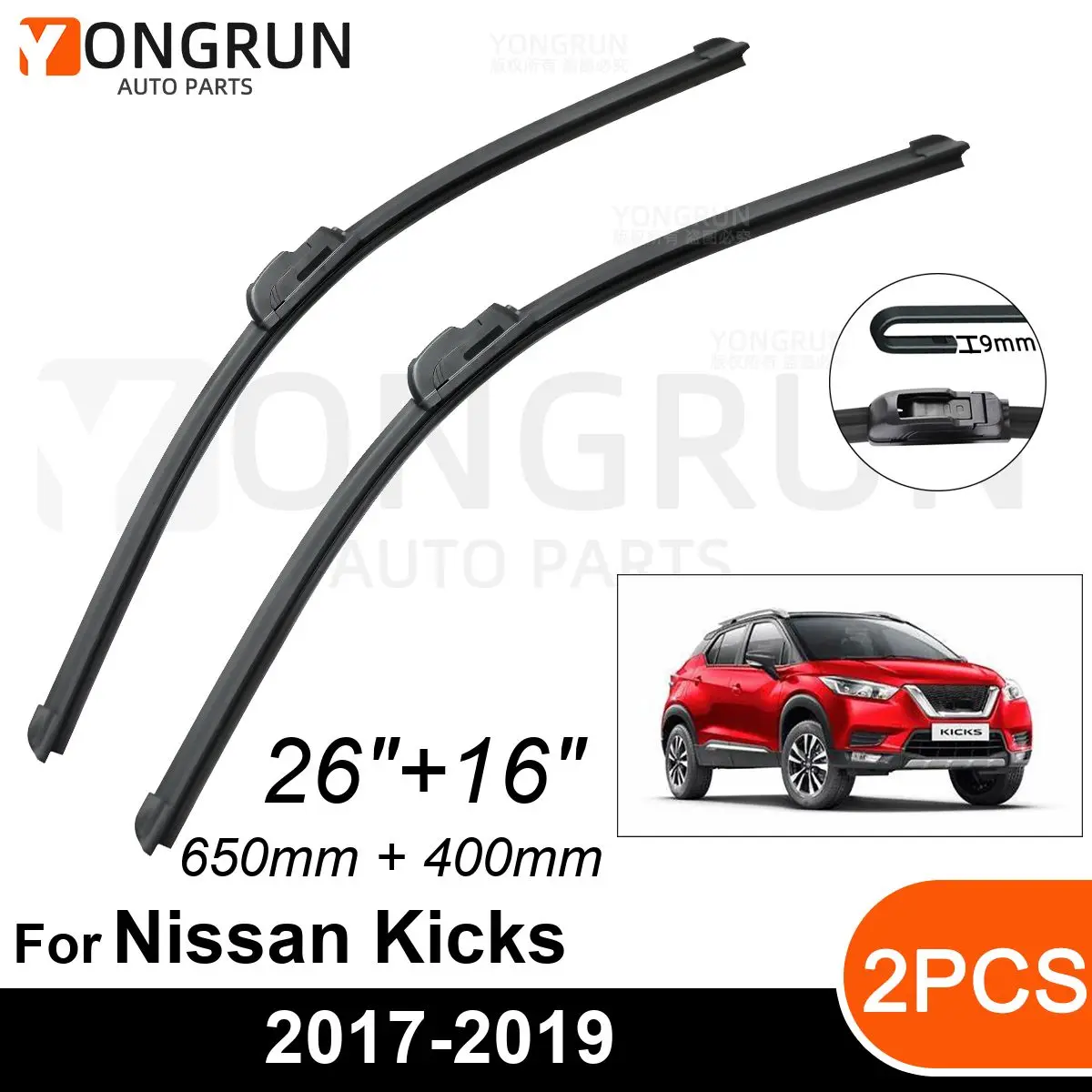 

Стеклоочистители передние для Nissan Kicks 2017-2019, резиновые щетки стеклоочистителя 26 + 16 дюймов, аксессуары для лобового стекла автомобиля