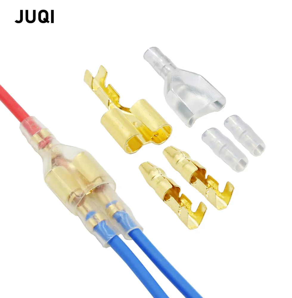 10/50Sets 4.0 Double bullet terminal car electrical wire connector diameter 4mm Male + Female 1 : 2 Transparent sheath