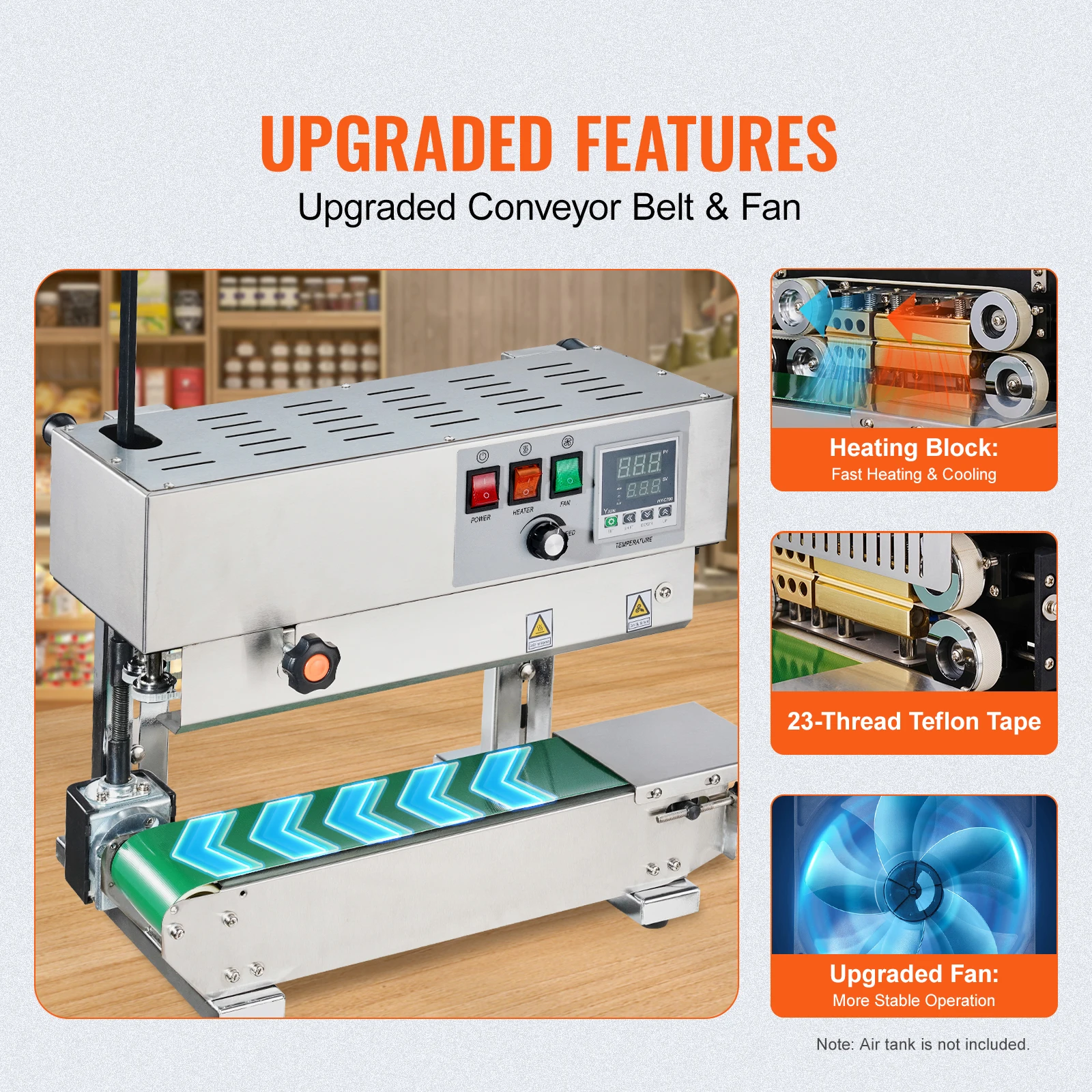 SucceBuy Continuous Bag Band Sealing Machine Vertical Sealer with Digital Temperature Control for 0.02-0.8 mm Plastic Bags Films