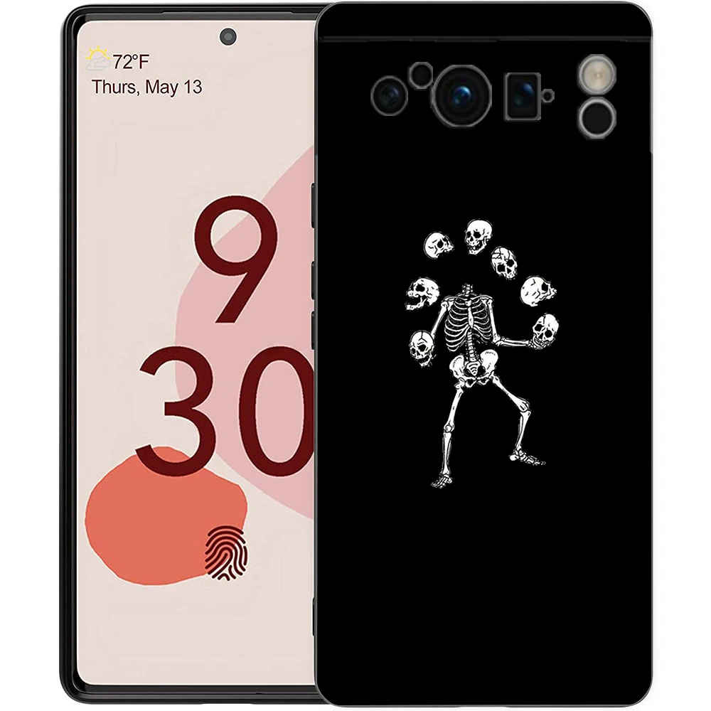 Black Soft Shell Phone Case with Funny Skeleton Design