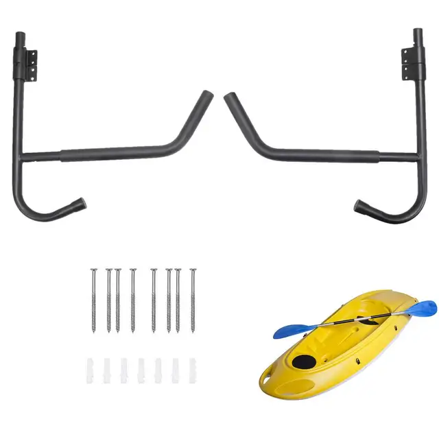 Heavy Duty Kayak Wall Mount Hooks - Garage Storage For Canoes, Ladders, Bikes, Surfboards