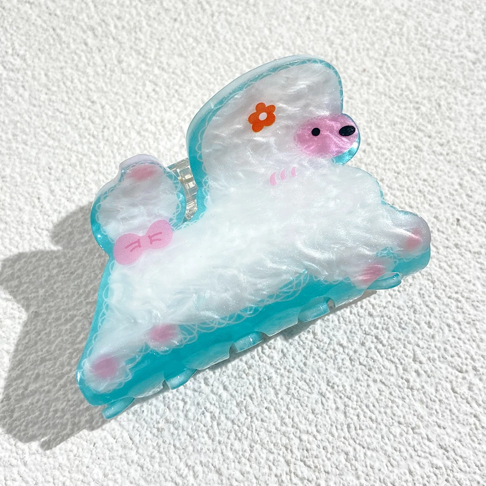 Valentinstag Acryl Kunststoff Kaninchen Blume Schaf gedruckt Haar Krallen clip für Frauen Mädchen Tier frucht Haarnadel Haarschmuck – Detail 8