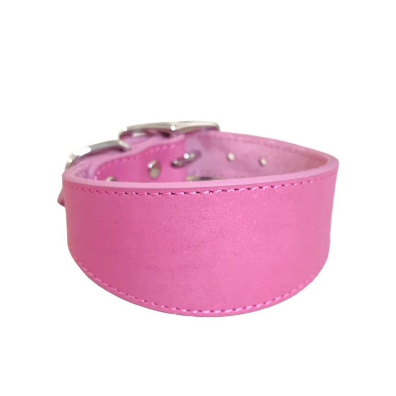 Luxurious Wide Padded Genuine Leather Dog Collar - Comfortable Pet Accessory