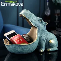 Ermakova resina hipopótamo estátua escultura estatueta chave doces recipiente decoração de mesa para casa acessórios