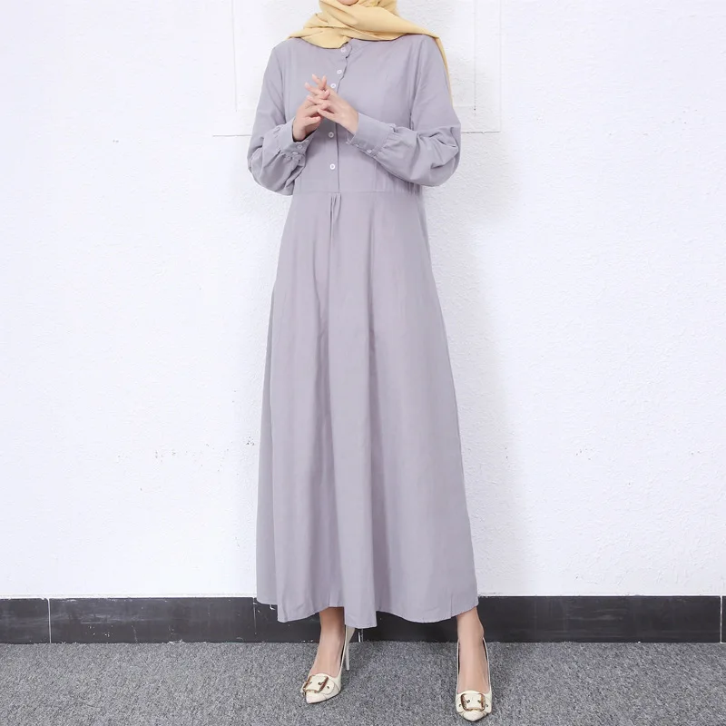 عبايات ريترو غير رسمية جديدة لعام 2025 للنساء برقبة دائرية وأرجوحة كبيرة عباية إسلامية لرمضان في الشرق الأوسط