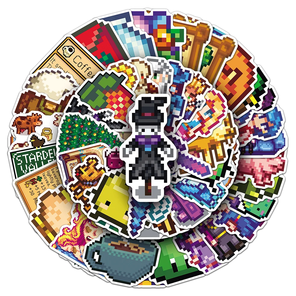 Classic Pixel Game Cartoon Stickers - 10/30/50pcs Funny Decals for Water Bottles, Laptops, and Phones - Wholesale Collection