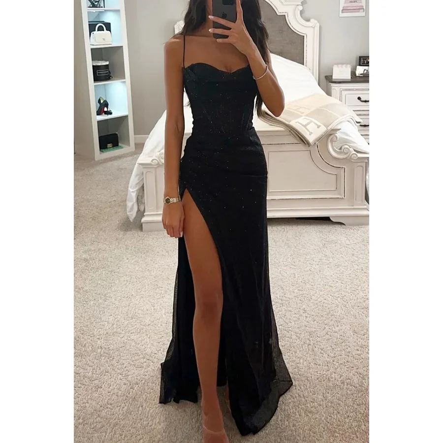 Amazon Vestido Negro Largo Tirantes Moda Sexy Amazon Europa Temu