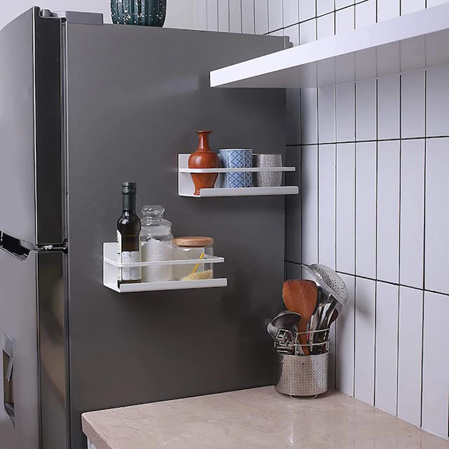 1PC magnetic refrigerator side rack Spice rack Seasoning rack Household refrigerator Magnetic shelves save kitchen space 2