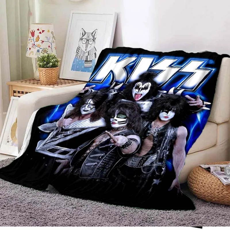 

Kiss Rock Band 3D Printed Art Fleece Blanket for Beds Hiking Picnic Thick Quilt Fashionable Bedspread Fleece Throw Blanket