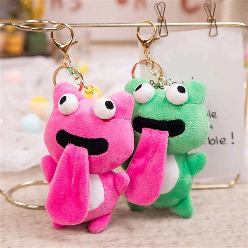 

Sticking Out Tongue Pendant Plush Keychain Big Eyes Magnetic Attraction Toy Birthday Gift Backpack Charm