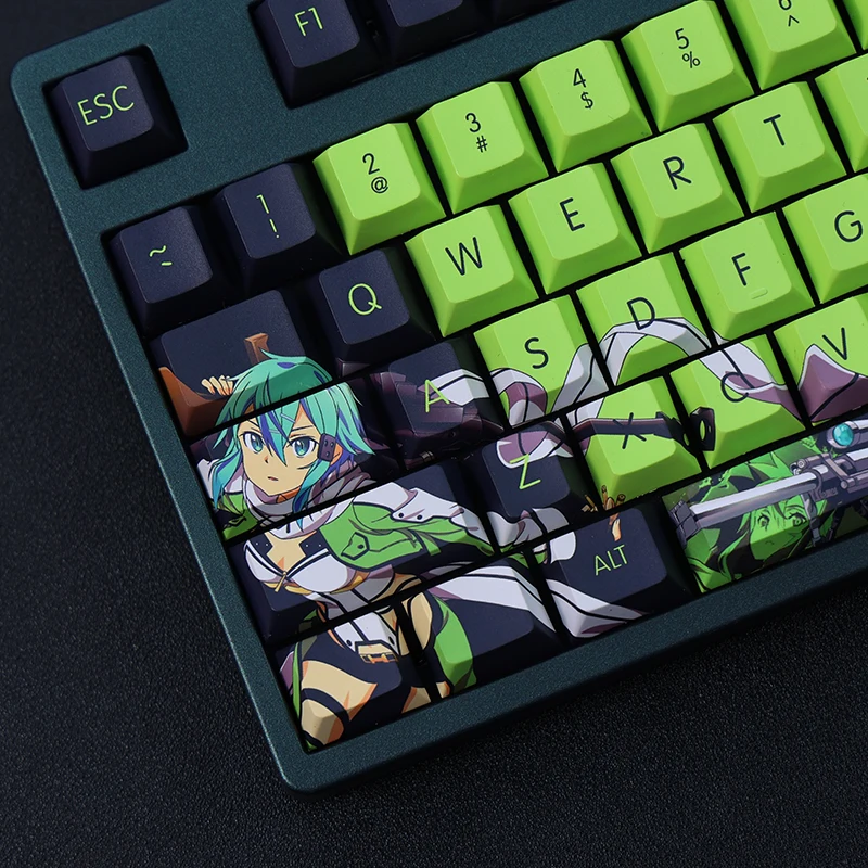 Desenhos Animados Anime Gaming Key Caps Pbt Dye Subbed Keycaps Cherry Perfil Keycap para Sword Art Online Asada Shino 108 Chaves Set - Imagem 4