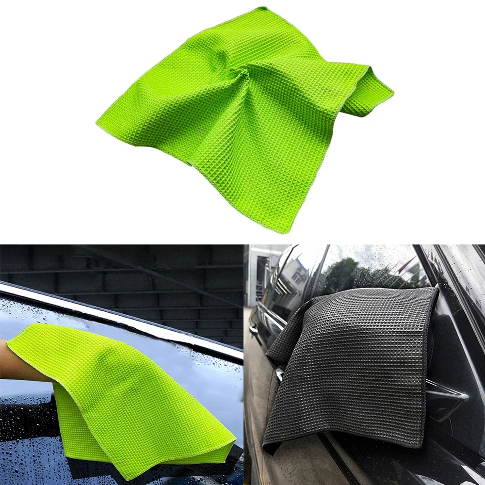 

2Pcs Pineapple Check Wipe Car Towel Glass Honeycomb Microfiber Waffle Wash Cloth Square Cleaning and Maintenance Clean Absorbent