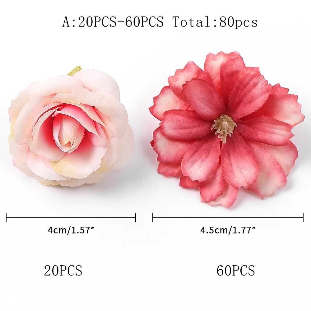 80pc künstliche Blumen Kopf Rose Pflaume gefälschte Blumen für Wohnkultur Hochzeit Hochzeit Dekoration DIY Braut Haar Kranz Zubehör – Detail 10