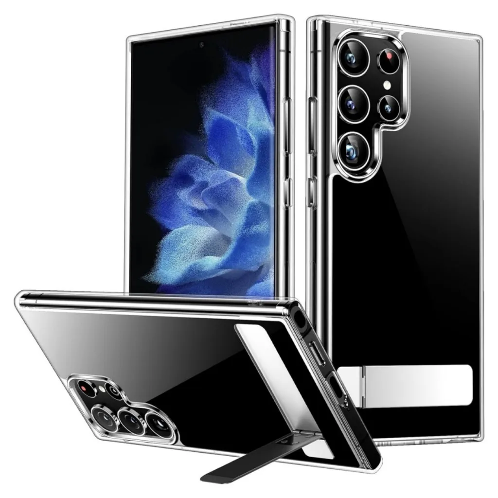 

Прозрачный тонкий жесткий чехол с подставкой для Samsung Galaxy S24 Ultra