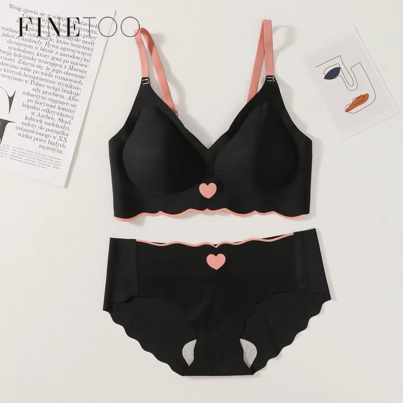 Seamless Bra Set Women Backless Underwear Suit Push Up Bras Sexy Lingerie Set Deep V Tops Soft Ice Silk Briefs Female Intimates